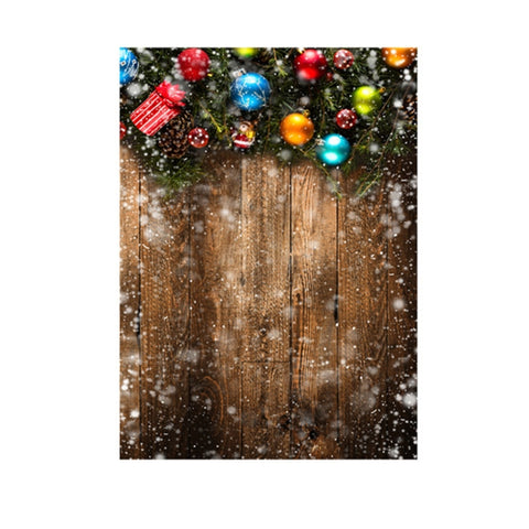 Panno di sfondo per fotografia di bambini da parete in legno con scena di neve 3D nostalgica da 1,5 x 2,1 m