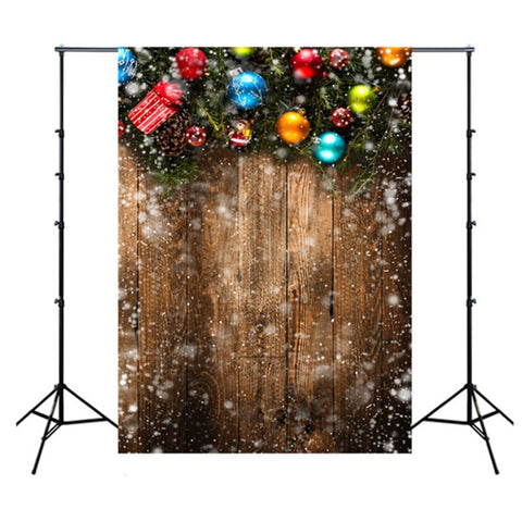 Panno di sfondo per fotografia di bambini da parete in legno con scena di neve 3D nostalgica da 1,5 x 2,1 m