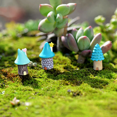 2 PCS Cartoon Tree House Moss Micro-paesaggio Carnoso Ornamenti Gioielli, Consegna in stile casuale, Cartoon Tree House Ornaments