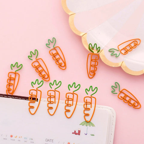 5 pezzi creativi Kawaii a forma di carota in metallo graffetta segnalibro cancelleria forniture per ufficio scolastico, Carrot Shaped