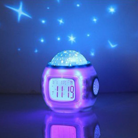 Simple Student Music Calendar Sveglia Orologio elettronico a decompressione colorato creativo Orologio con proiezione di stelle, Music Calendar Alarm Clock