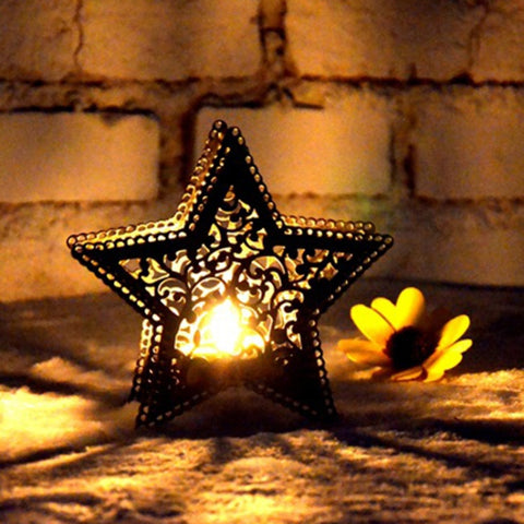 Decorazioni natalizie Candeliere marocchino Candele Candelabro colorato stella a cinque punte, Five-pointed Star