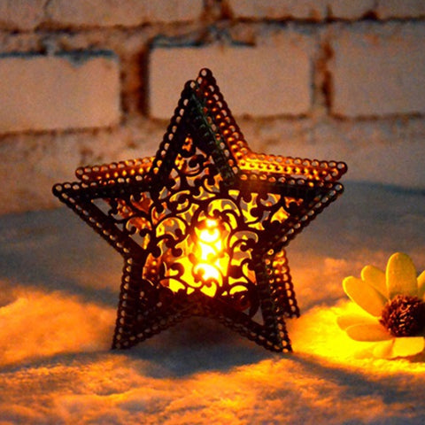 Decorazioni natalizie Candeliere marocchino Candele Candelabro colorato stella a cinque punte, Five-pointed Star