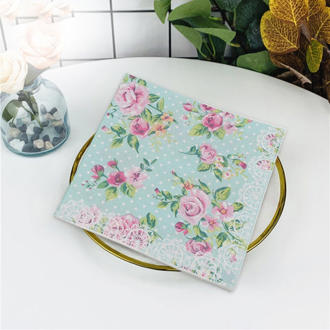 5 tovagliette all'americana per tovaglioli per banchetti nuziali con fiori stampati colorati, Rose Flower