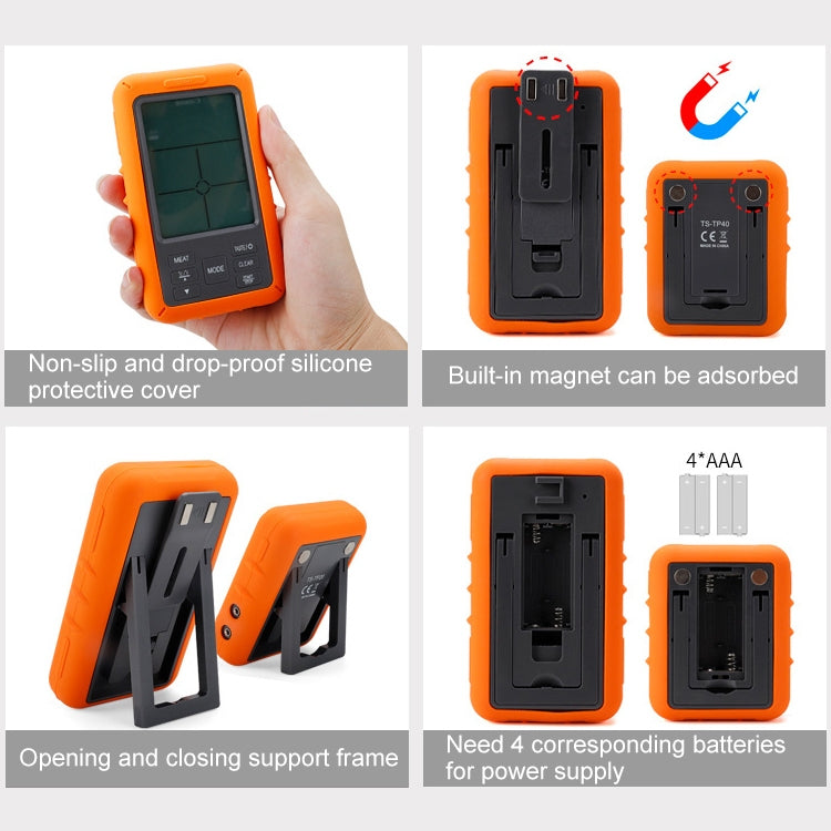 Wireless Food Thermometer with Four Probes - TS-TP40-B