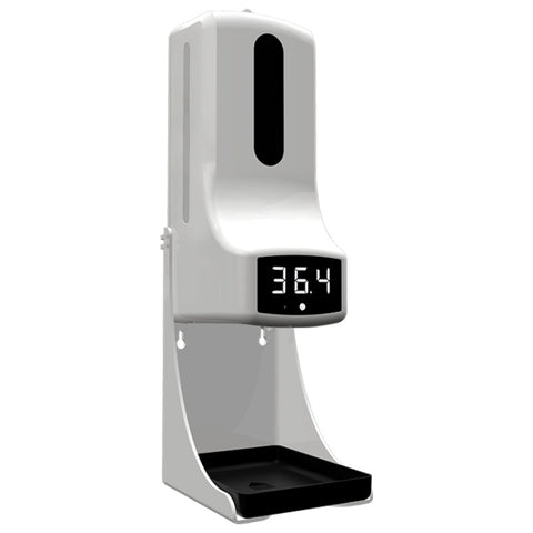 Termometro con sensore di distanza sensibile alla luce K9 Pro vivavoce senza contatto + dispenser automatico di sapone liquido senza contatto da 1000 ml con supporto base, K9 Pro