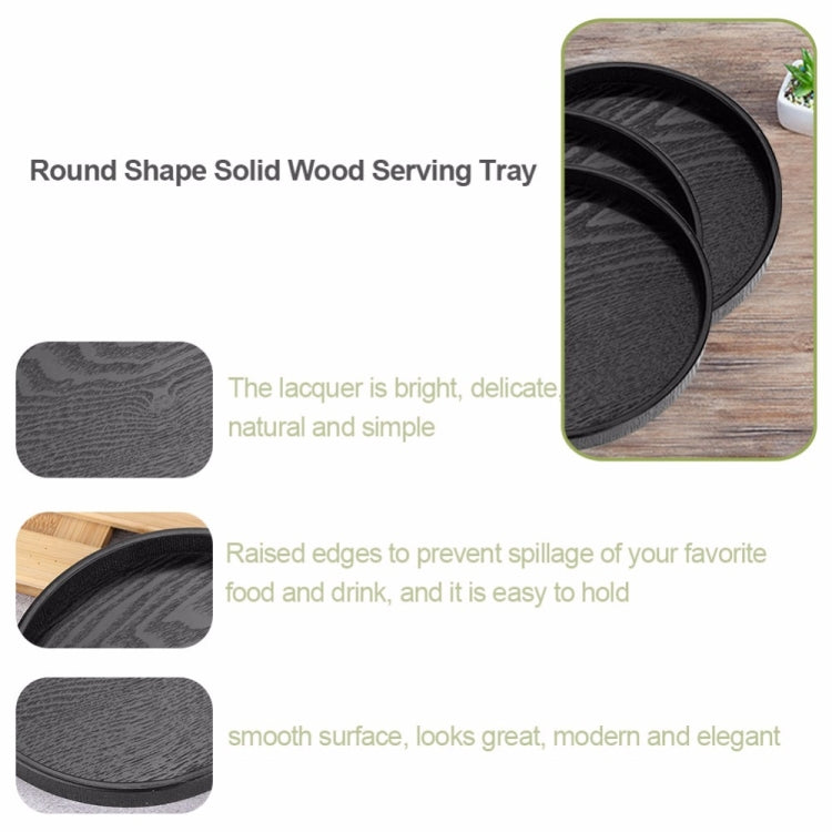 Vassoio portaoggetti Tay in legno per hotel rotondo creativo in legno massello, diametro: 27 cm, Black, Diameter: 27cm