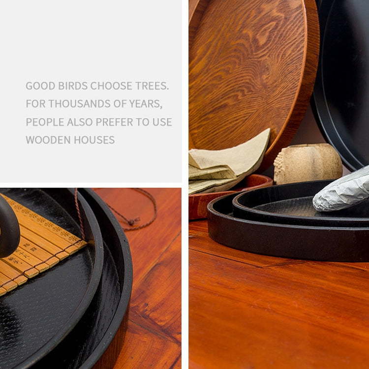 Vassoio portaoggetti Tay in legno per hotel rotondo creativo in legno massello, diametro: 27 cm, Black, Diameter: 27cm