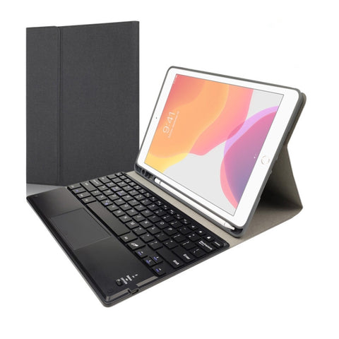 RK102C Clavier Bluetooth en plastique magnétique stable avec pavé tactile + étui pour tablette en TPU avec motif en set pour iPad 10.2, avec emplacement pour tablette et personnel, RK102C