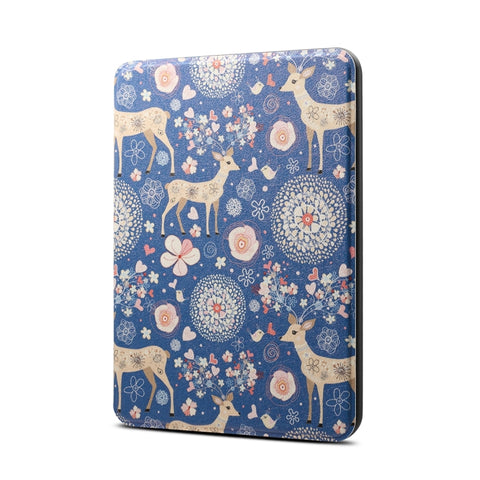 Étui de protection en cuir PU + TPU pour vibrations orizzontales avec motif renna bleu pour Amazon Kindle Paperwhite 4 (2018), avec fonction veille et réveil, Kindle Paperwhite 4 (2018)