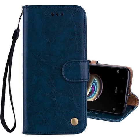 Per Xiaomi Redmi 5A Custodia in pelle a vibrazione orizzontale con texture a cera d'olio stile business con supporto, slot per carte, portafoglio e cordino, For Xiaomi Redmi 5A