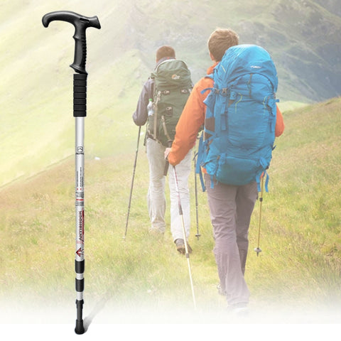 Tre bastoncini da trekking all'aperto retrattili da 132 cm telescopici, Red#132cm, Blue#132cm, Silver#132cm, Black#132cm
