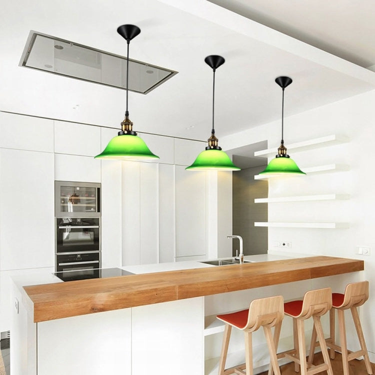 Industrial Vintage LED Pendant Light with Emerald Glass