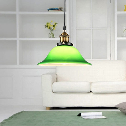 Lampada a sospensione YWXLight LED Industrial Edison Vintage Style Lampada a sospensione in vetro verde smeraldo con lampadina E27