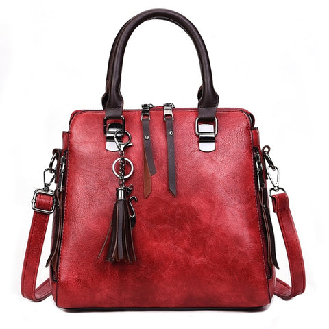 Borsa a tracolla casual in PU Borsa a tracolla da donna con nappa e pendente a forma di gatto
