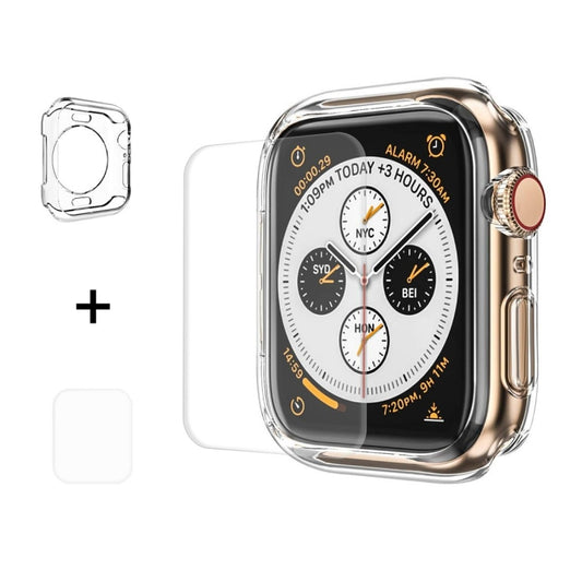 ENKAY Hat-Prince 2 in 1 Guscio protettivo semi-rivestito in TPU + Proteggi schermo HD curvo con piegatura a caldo a schermo intero 3D per Apple Watch Series 4 44mm
