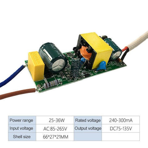 Adattatore driver LED da 25 - 36 W Alimentatore isolato CA 85 - 265 V a CC 75 - 135 V, 25 - 36W - Novalix Store