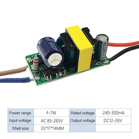 Adattatore driver LED da 4 - 7 W Alimentatore isolato CA 85 - 265 V a CC 12 - 26 V, 4 - 7W - Novalix Store
