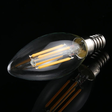 C35 E14 4W 4 LED 300 LM 3000K Lampadina a filamento LED retrò dimmerabile Luce a risparmio energetico, CA 220V, Apiciform E14 4W 220V Warm White, Apiciform E14 4W 220V White Light - Novalix Store
