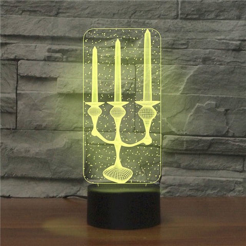 Candeliere Luce notturna decorativa a LED 3D creativa con base nera, alimentata tramite USB e batteria, Powered by USB and Battery - Novalix Store