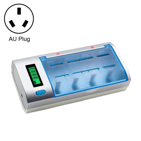 Caricabatteria CA 100 - 240 V a 4 slot per batterie AA, AAA e C/D, con display LCD, spina AU - Novalix Store
