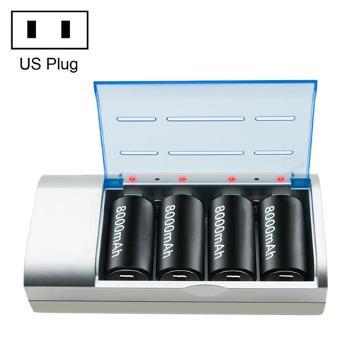 Caricabatteria CA 100 - 240 V a 4 slot per batterie AA, AAA e C/D, presa USA - Novalix Store