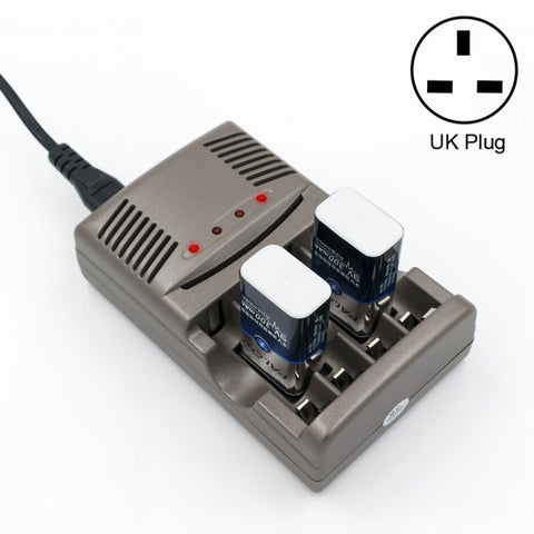 Caricabatteria CA 100 - 240 V a 4 slot per batterie AA, AAA e Ni - MH da 9 V, presa UK - Novalix Store