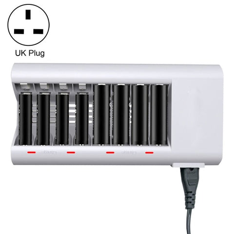 Caricabatteria da 100 - 240 V a 8 slot per batterie AA e AAA, presa UK - Novalix Store