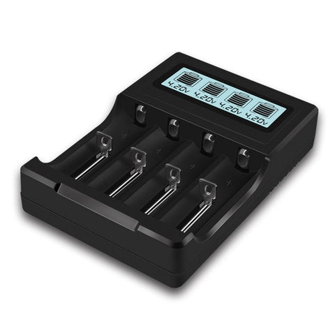 Caricabatteria micro USB a 4 slot per batteria agli ioni di litio da 3,7 V, con display LCD - Novalix Store