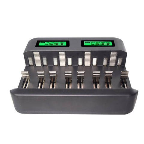 Caricabatteria USB a 8 slot da 5 V 2 A per batterie AA, AAA e C/D, con display LCD - Novalix Store
