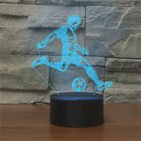 Gioca a calcio Lampada notturna decorativa a LED creativa 3D con base nera, USB con versione con pulsante a sfioramento, USB with Touch Button Version - Novalix Store