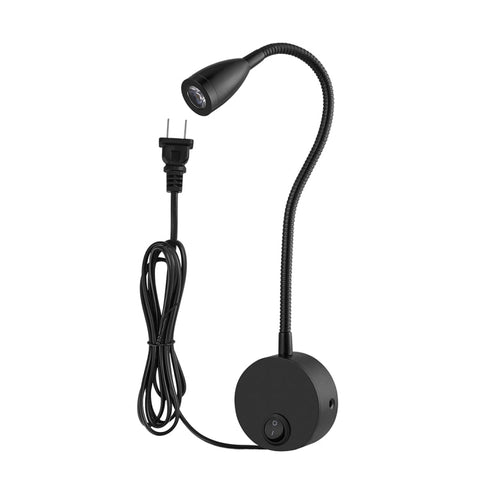 Lampada da parete per montaggio a parete da 160 LM 3000 - 3200K, certificazione CE / FCC, lunghezza collo d'oca: 30 cm, spina USA/UE, consegna predefinita spina USA, CL - 06b Black Shell - Novalix Store