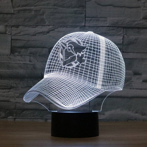 Lampada da tavolo con luce di visione a LED colorata 3D a forma di berretto da baseball, versione con telecomando a 16 colori, 16 Colors Remote Control Version - Novalix Store