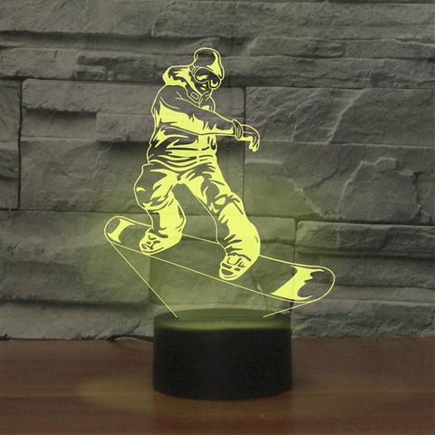 Lampada da tavolo con luce di visione a LED colorata 3D a forma di Skate Boy, versione touch di ricarica, Charging Touch Version - Novalix Store