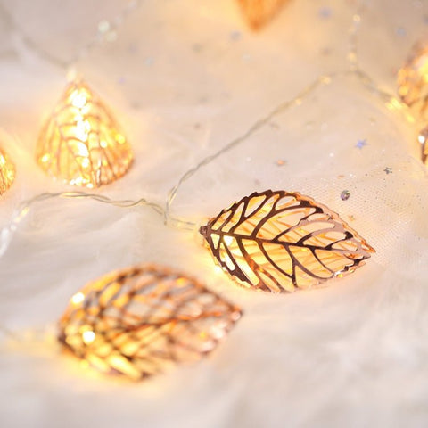 Lampada decorativa fata calda a 20 LED in stile adolescente per Natale, matrimonio, camera da letto, Rose Gold Leaf - Novalix Store