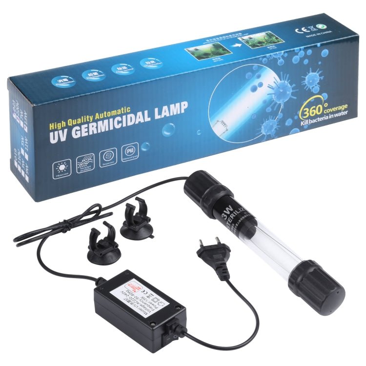 Lampada germicida ultravioletta UV - 003 da 3 W per acquario, spina europea, 3W - Novalix Store