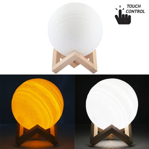 Luce notturna a LED a risparmio energetico con ricarica USB a 2 colori con base di supporto in legno, Touch Control 2 - Color(15cm) - Novalix Store