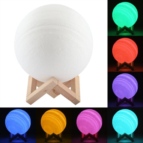 Luce notturna a LED a risparmio energetico con ricarica USB a 7 colori con base di supporto in legno, Patted 7 - Color(18cm) - Novalix Store