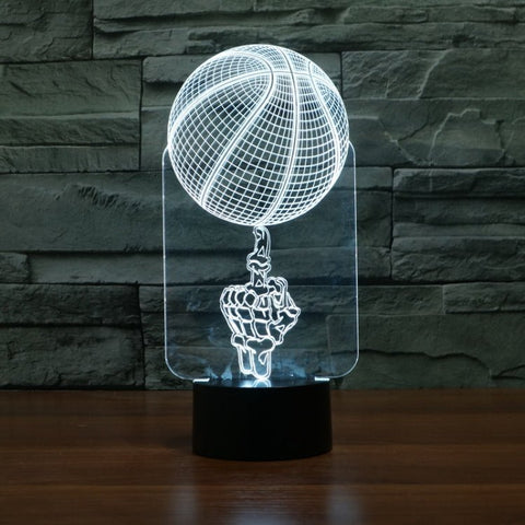 Luce notturna decorativa a LED 3D creativa con base nera da basket, versione con telecomando a 16 colori, 16 Color Remote Control Version - Novalix Store