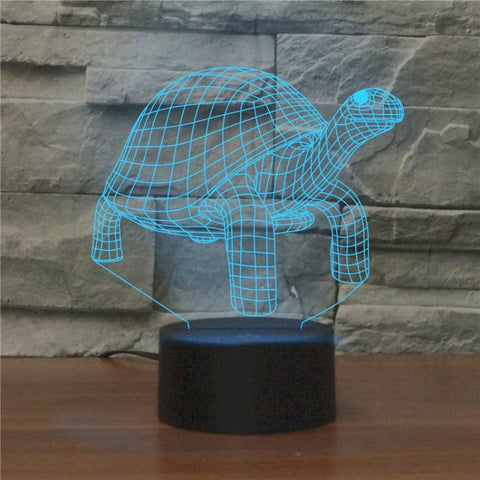 Luce notturna decorativa a LED creativa 3D con base nera tartaruga, versione con telecomando a 16 colori, 16 Color Remote Control Version - Novalix Store