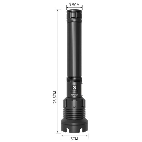 Torcia a LED P90 + COB impermeabile con ricarica micro USB di tipo lungo, supporto display di alimentazione e messa a fuoco telescopica e regolazione della luminosità a 7 livelli, P90 - Novalix Store
